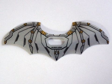 Minifigure Wings Mechanical Extended with Center Opening with Black and Gold Pattern