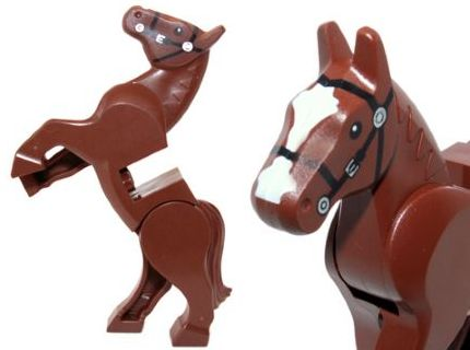 Horse, Movable Legs with Black Eyes and Bridle, White Pupils and Long Blaze Pattern